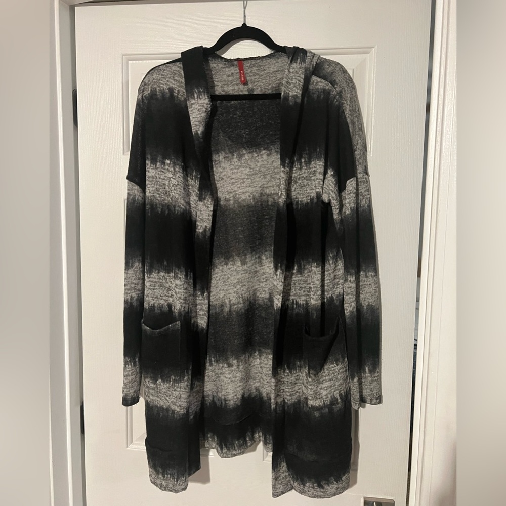 Black and grey tie dye sweater